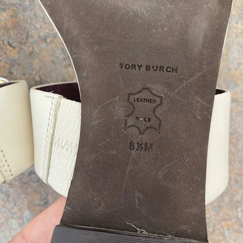 New Tory Burch Georgia Logo Sandals Shoes Ivory